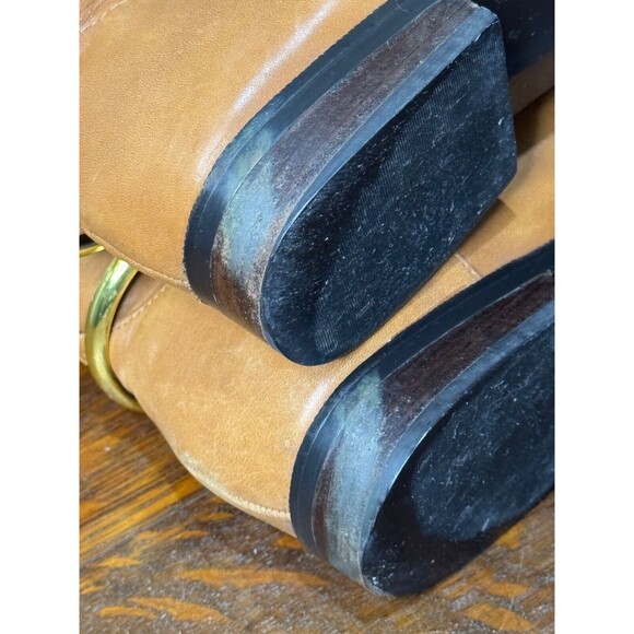 Ralph Lauren Jenny Women Size 8.5B Tan Leather Gold Hardware Riding Tall Boot - Picture 9 of 9